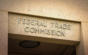 Federal trade commission sign on outside of marble building