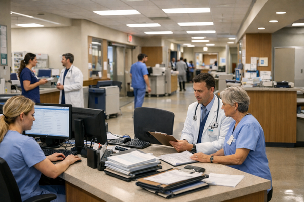 medical record destruction HIPAA compliant healthcare operations at a hospital nurses’ station